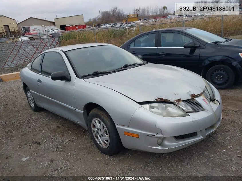 2004 Pontiac Sunfire VIN: 3G2JB12F94S138001 Lot: 40751063