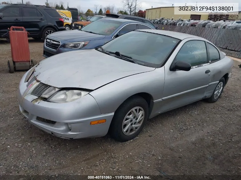 2004 Pontiac Sunfire VIN: 3G2JB12F94S138001 Lot: 40751063