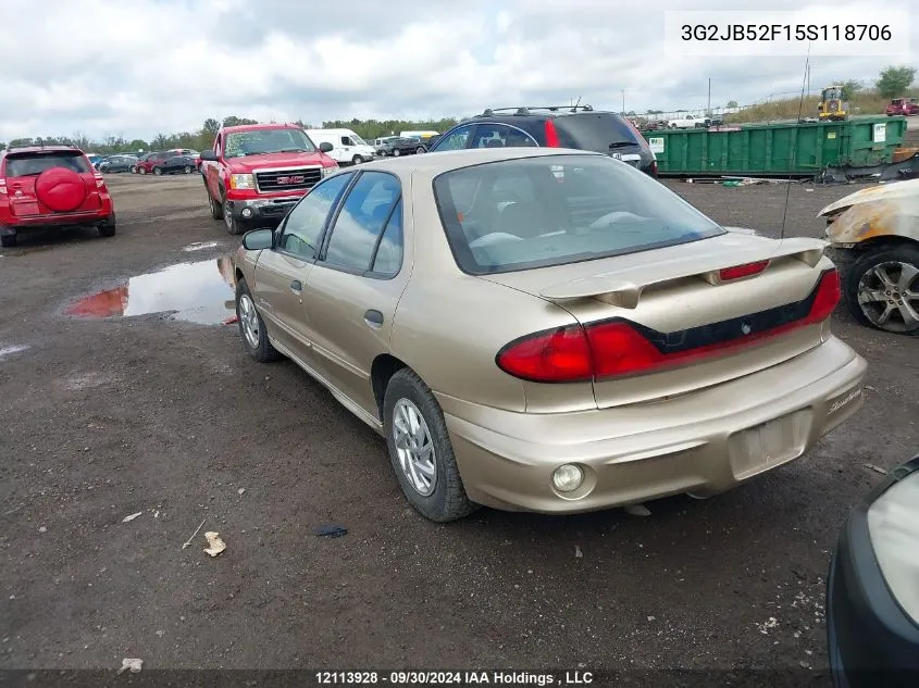 2005 Pontiac Sunfire VIN: 3G2JB52F15S118706 Lot: 12113928