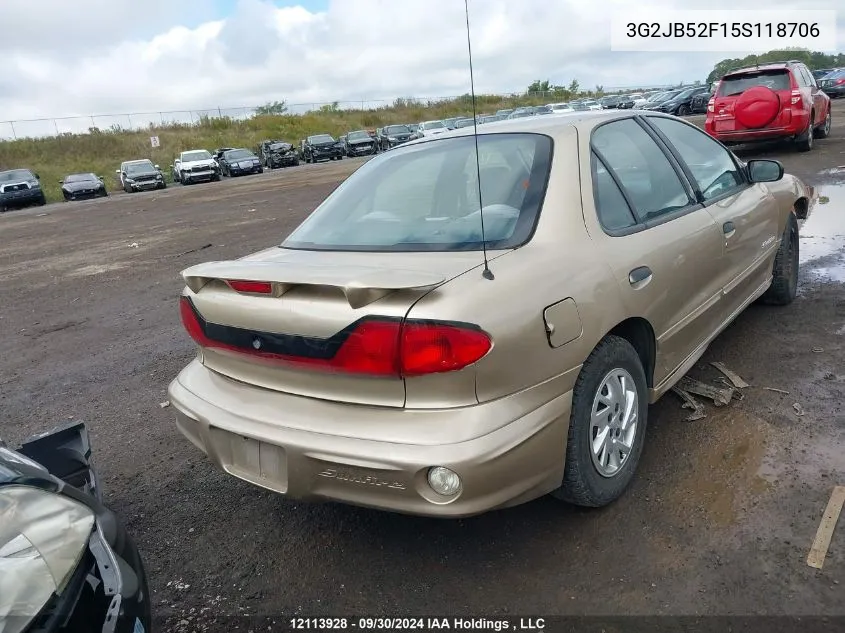 2005 Pontiac Sunfire VIN: 3G2JB52F15S118706 Lot: 12113928