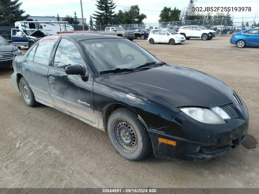 2005 Pontiac Sunfire Sl/Slx VIN: 3G2JB52F25S193978 Lot: 30044891