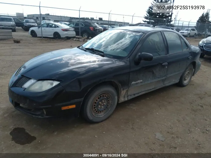 2005 Pontiac Sunfire Sl/Slx VIN: 3G2JB52F25S193978 Lot: 30044891