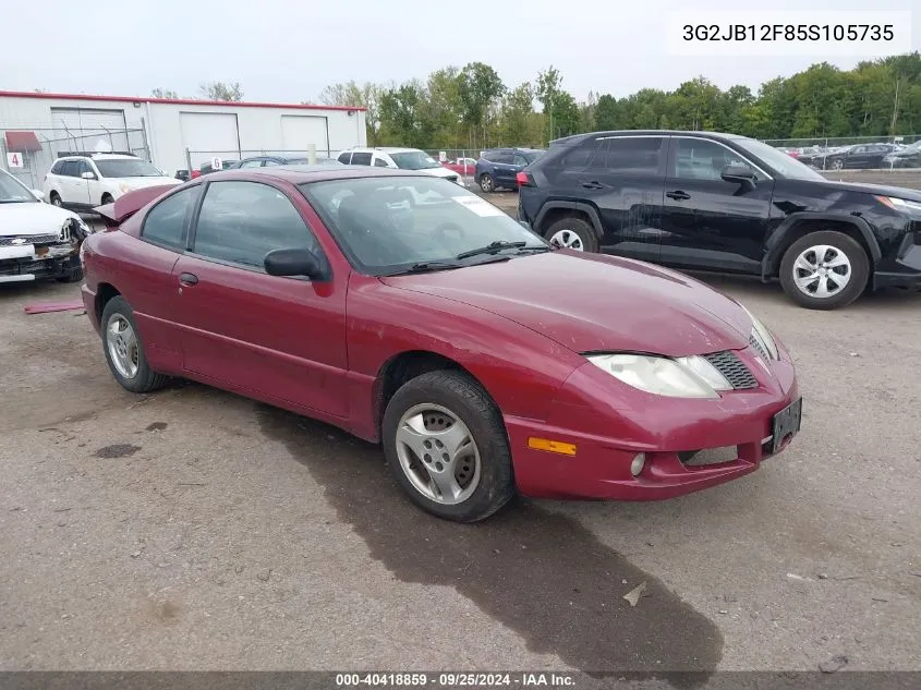 2005 Pontiac Sunfire VIN: 3G2JB12F85S105735 Lot: 40418859