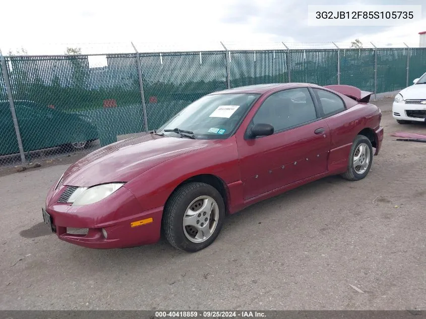 2005 Pontiac Sunfire VIN: 3G2JB12F85S105735 Lot: 40418859