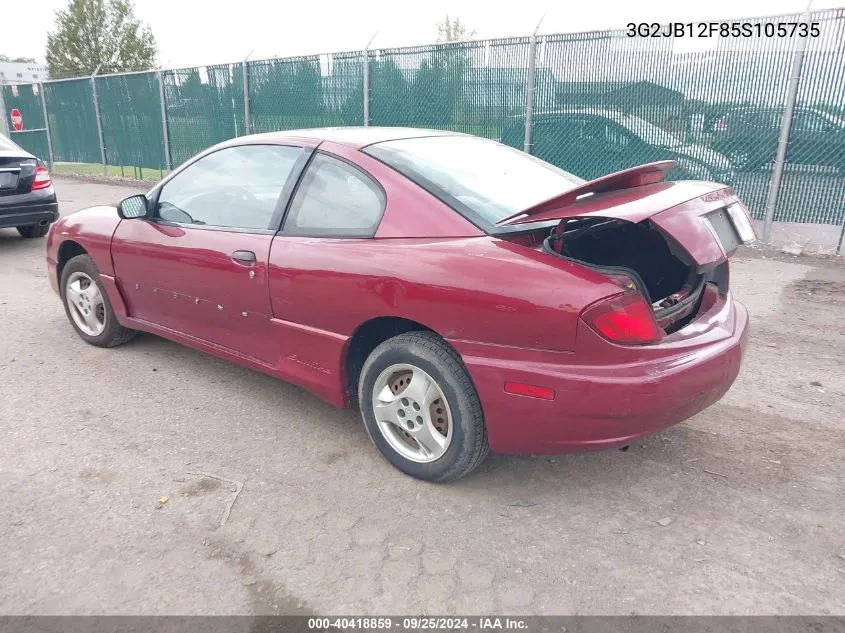 2005 Pontiac Sunfire VIN: 3G2JB12F85S105735 Lot: 40418859