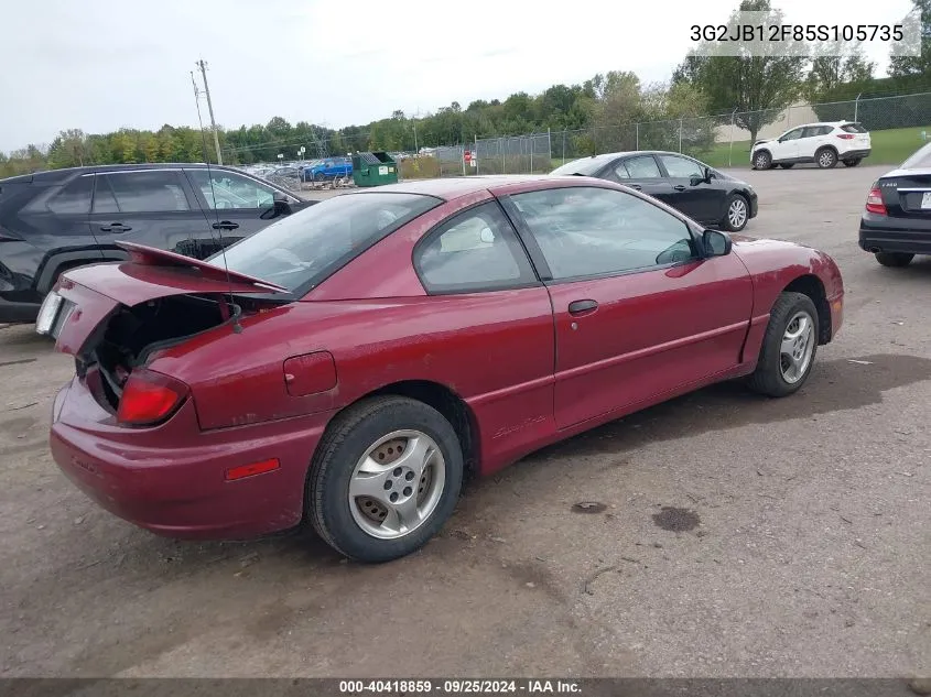 2005 Pontiac Sunfire VIN: 3G2JB12F85S105735 Lot: 40418859