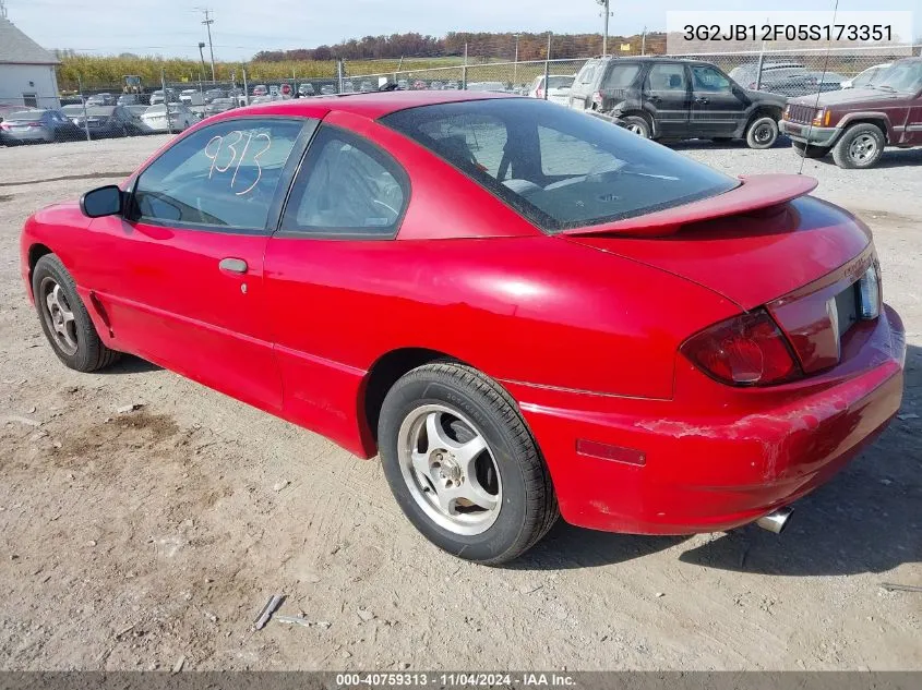 2005 Pontiac Sunfire VIN: 3G2JB12F05S173351 Lot: 40759313