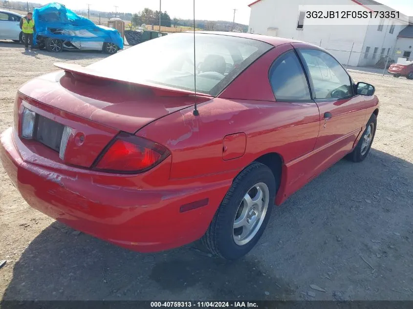 2005 Pontiac Sunfire VIN: 3G2JB12F05S173351 Lot: 40759313