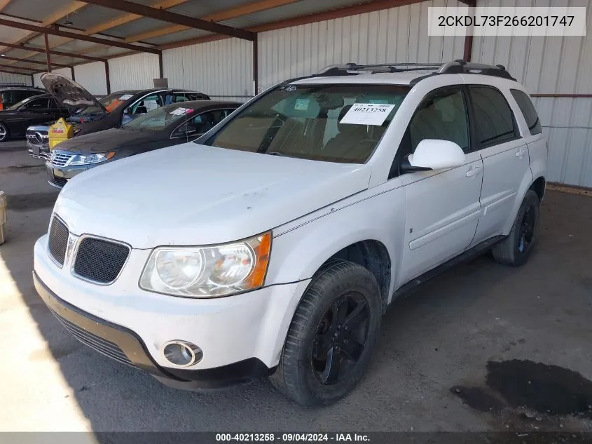 2006 Pontiac Torrent VIN: 2CKDL73F266201747 Lot: 40213258