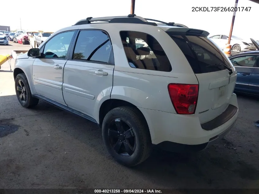 2006 Pontiac Torrent VIN: 2CKDL73F266201747 Lot: 40213258