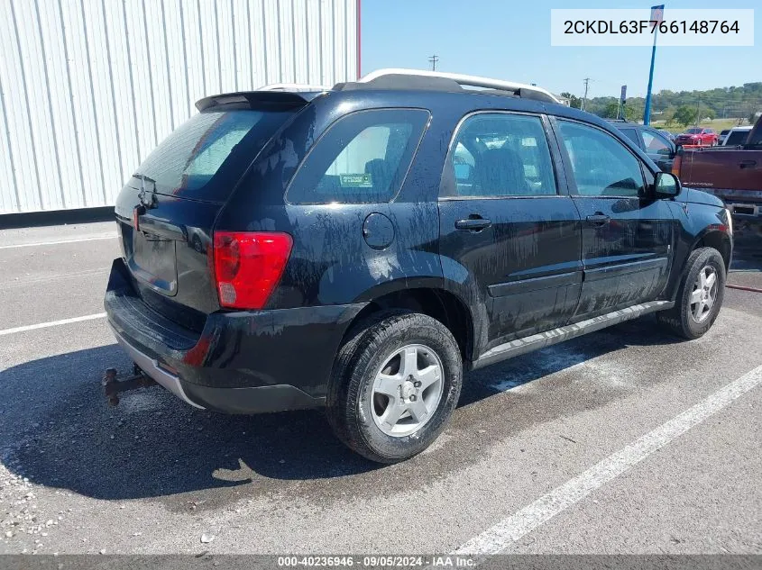 2006 Pontiac Torrent VIN: 2CKDL63F766148764 Lot: 40236946