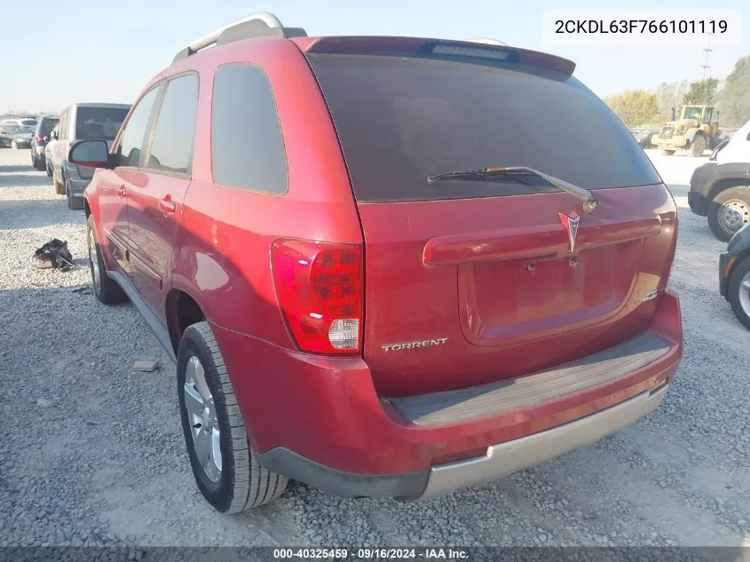 2006 Pontiac Torrent VIN: 2CKDL63F766101119 Lot: 40325459