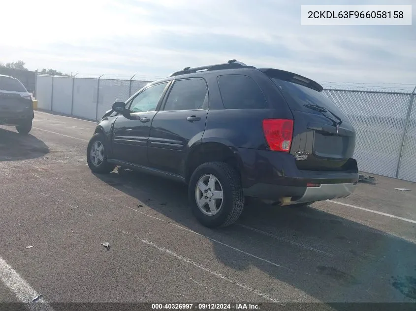 2006 Pontiac Torrent VIN: 2CKDL63F966058158 Lot: 40326997