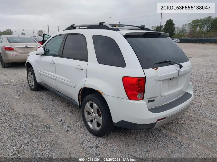 2006 Pontiac Torrent VIN: 2CKDL63F666138047 Lot: 40441301