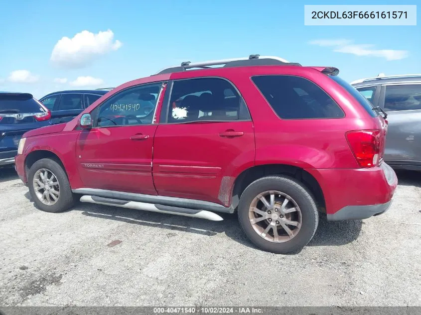 2006 Pontiac Torrent VIN: 2CKDL63F666161571 Lot: 40471540