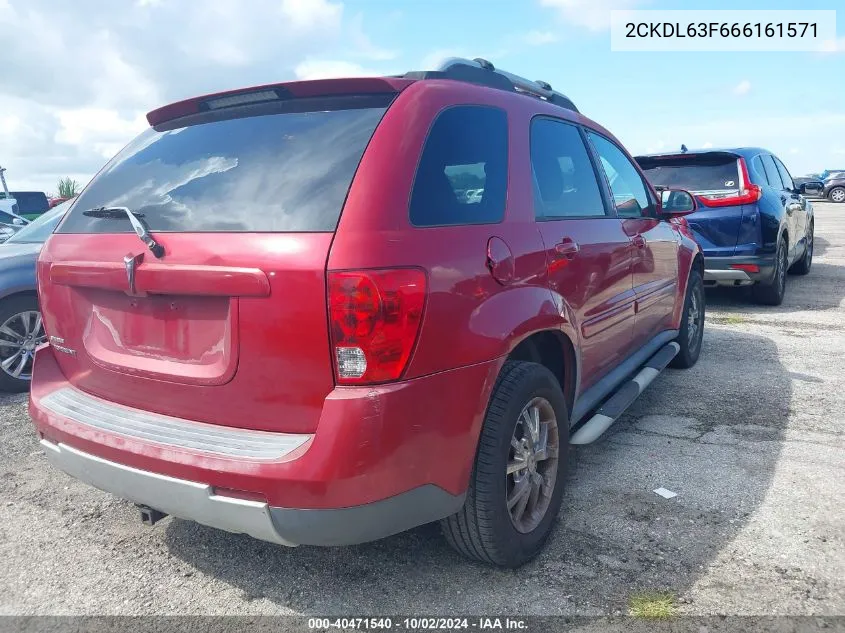 2006 Pontiac Torrent VIN: 2CKDL63F666161571 Lot: 40471540