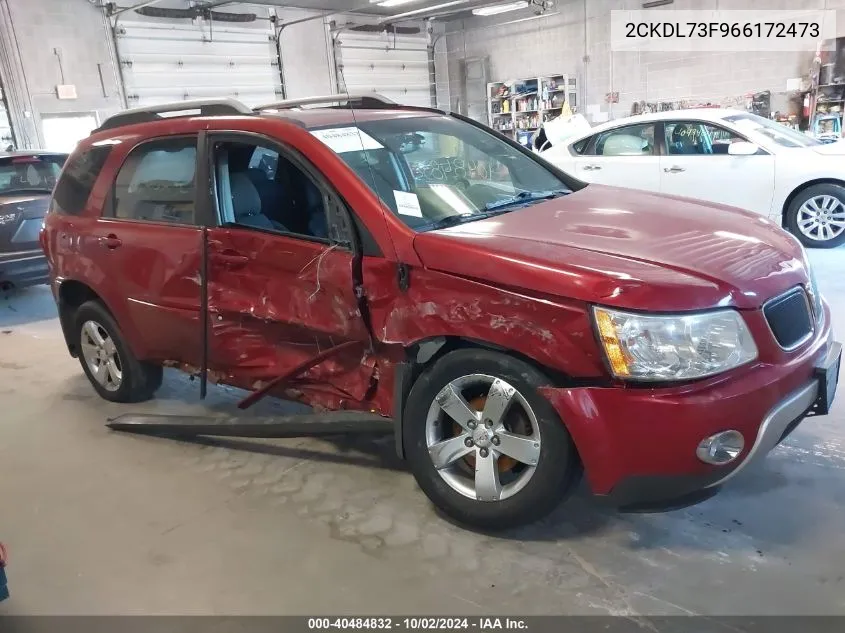 2006 Pontiac Torrent VIN: 2CKDL73F966172473 Lot: 40484832