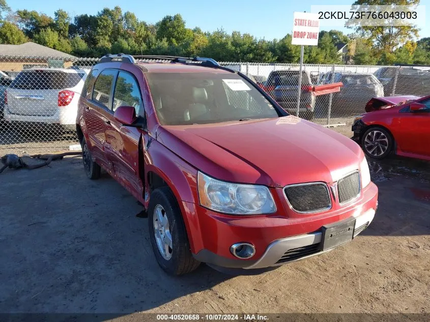 2006 Pontiac Torrent VIN: 2CKDL73F766043003 Lot: 40520658