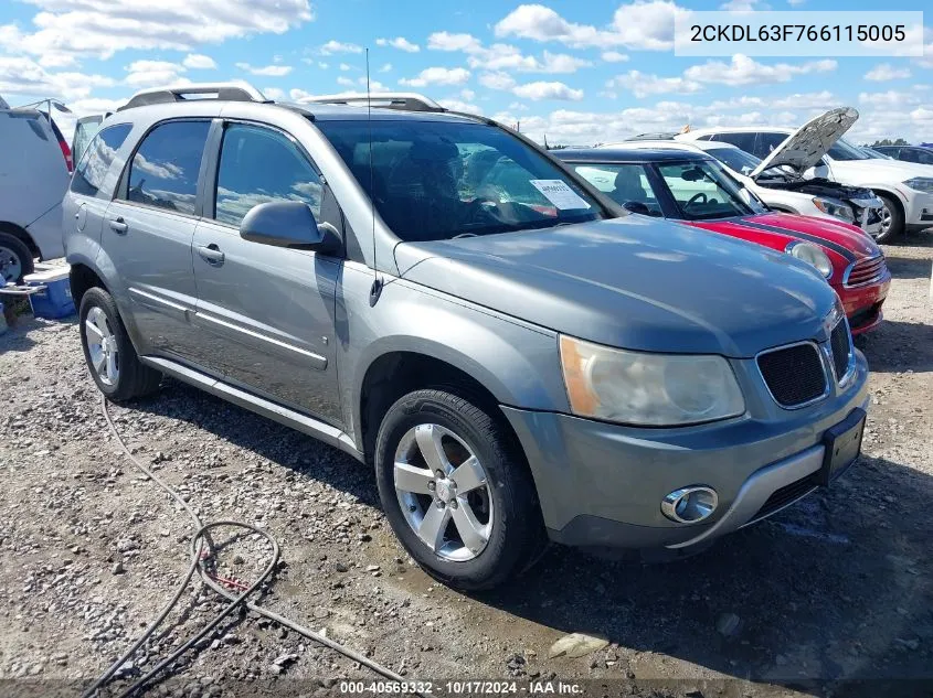 2006 Pontiac Torrent VIN: 2CKDL63F766115005 Lot: 40569332