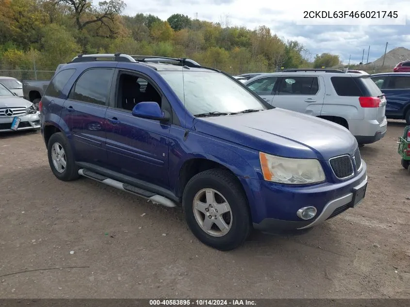 2006 Pontiac Torrent VIN: 2CKDL63F466021745 Lot: 40583895