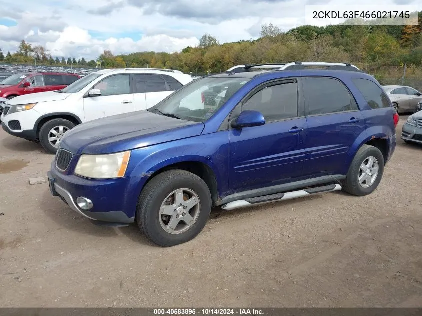 2006 Pontiac Torrent VIN: 2CKDL63F466021745 Lot: 40583895