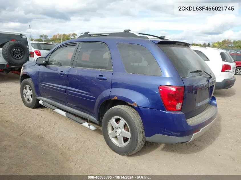 2006 Pontiac Torrent VIN: 2CKDL63F466021745 Lot: 40583895