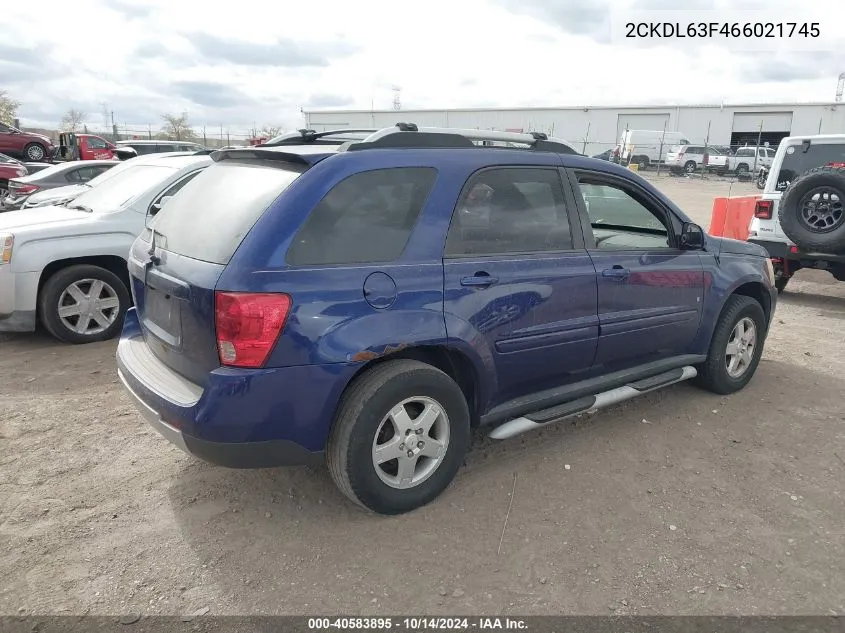 2006 Pontiac Torrent VIN: 2CKDL63F466021745 Lot: 40583895