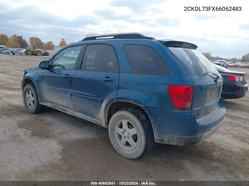 2006 Pontiac Torrent VIN: 2CKDL73FX66062483 Lot: 40662651