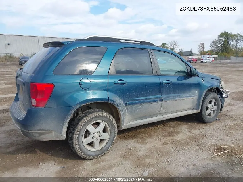 2006 Pontiac Torrent VIN: 2CKDL73FX66062483 Lot: 40662651