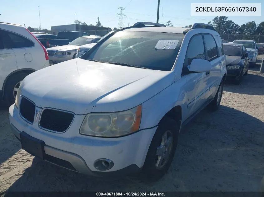 2006 Pontiac Torrent VIN: 2CKDL63F666167340 Lot: 40671884