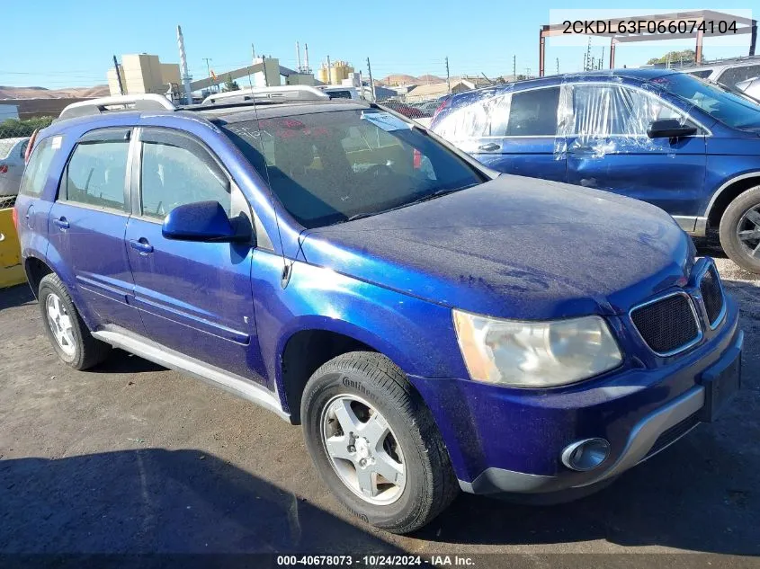 2006 Pontiac Torrent VIN: 2CKDL63F066074104 Lot: 40678073