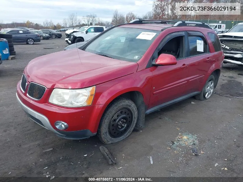 2006 Pontiac Torrent VIN: 2CKDL73F366029194 Lot: 40758072