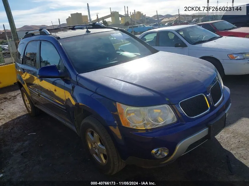 2006 Pontiac Torrent VIN: 2CKDL73F266023144 Lot: 40766173