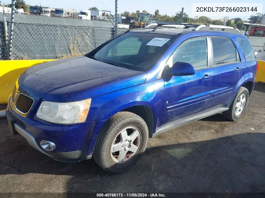 2006 Pontiac Torrent VIN: 2CKDL73F266023144 Lot: 40766173