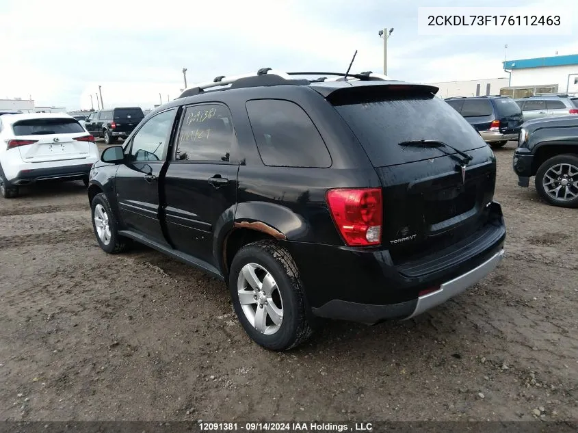 2007 Pontiac Torrent VIN: 2CKDL73F176112463 Lot: 12091381