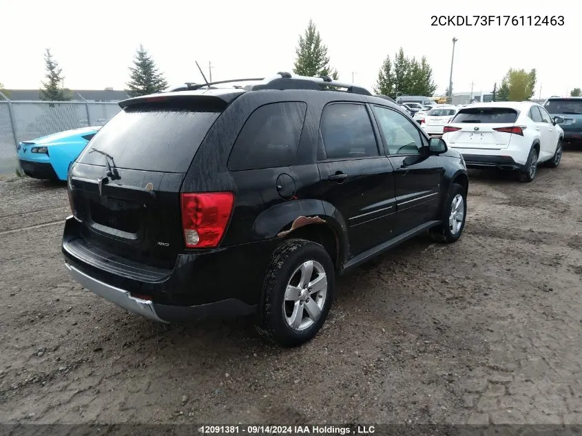 2007 Pontiac Torrent VIN: 2CKDL73F176112463 Lot: 12091381