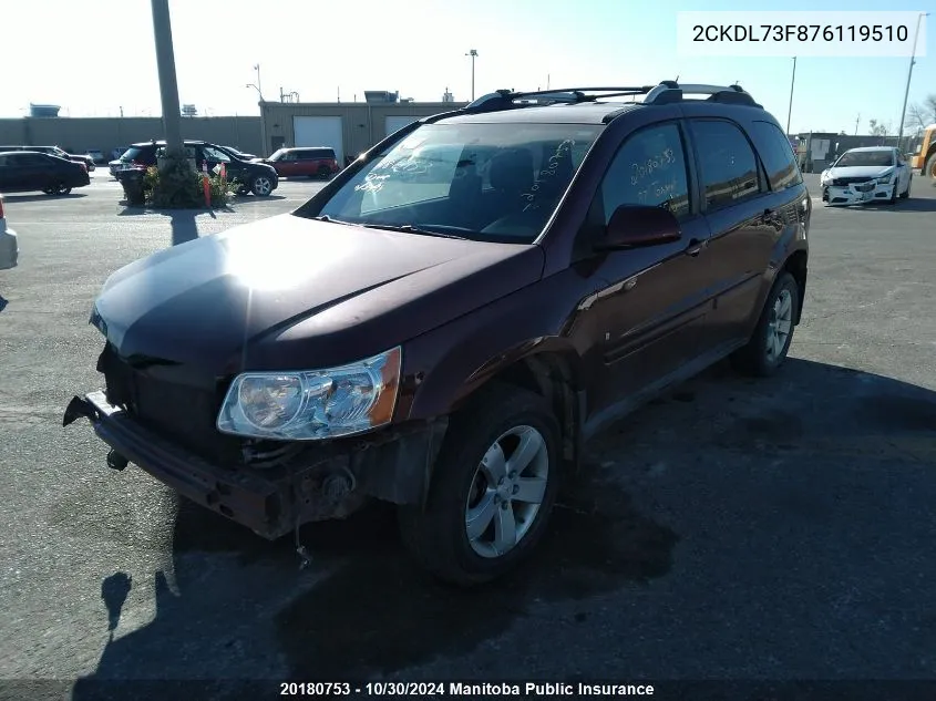 2007 Pontiac Torrent VIN: 2CKDL73F876119510 Lot: 20180753