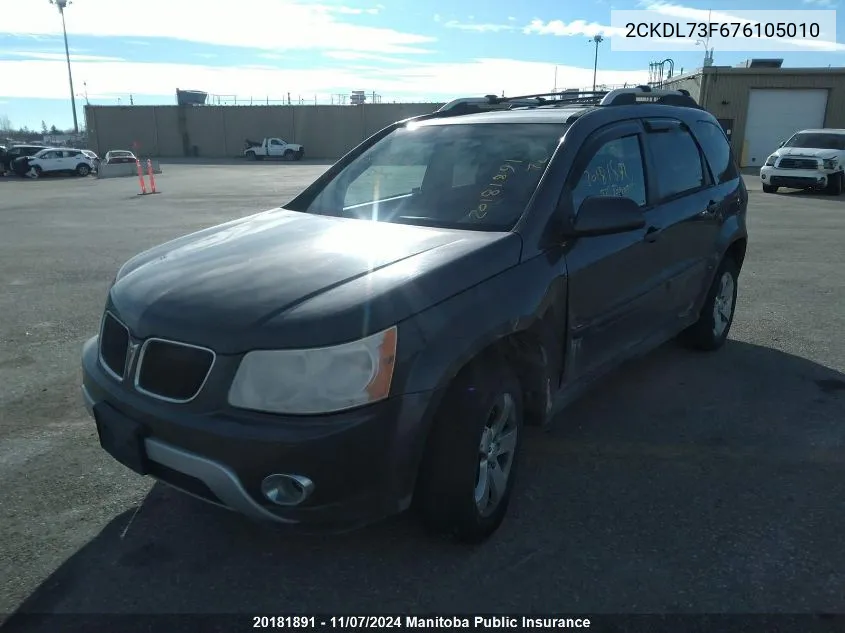 2007 Pontiac Torrent Sport VIN: 2CKDL73F676105010 Lot: 20181891