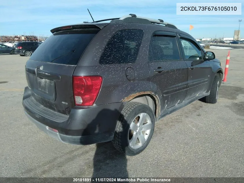 2007 Pontiac Torrent Sport VIN: 2CKDL73F676105010 Lot: 20181891