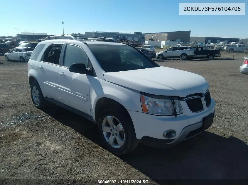 2007 Pontiac Torrent VIN: 2CKDL73F576104706 Lot: 30046997