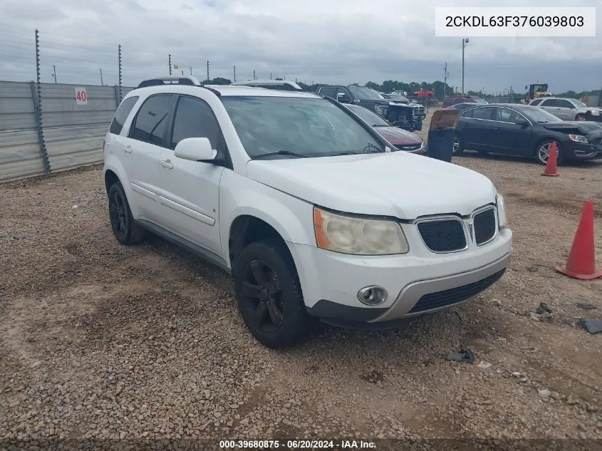 2007 Pontiac Torrent VIN: 2CKDL63F376039803 Lot: 39680875