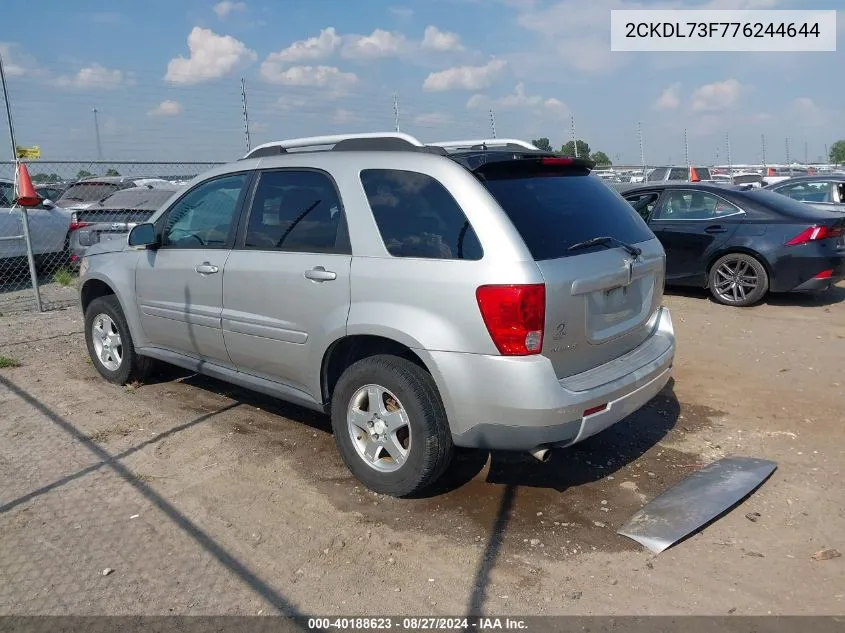 2007 Pontiac Torrent VIN: 2CKDL73F776244644 Lot: 40188623