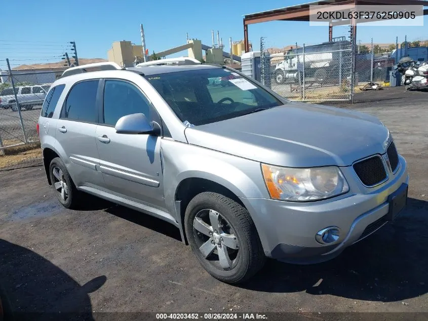 2007 Pontiac Torrent VIN: 2CKDL63F376250905 Lot: 40203452