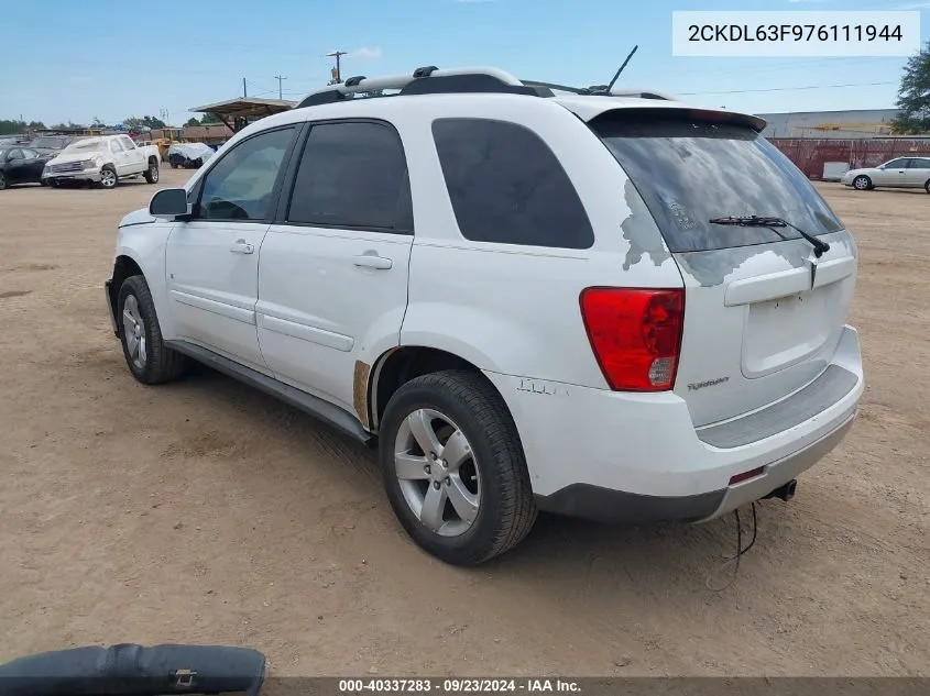 2007 Pontiac Torrent VIN: 2CKDL63F976111944 Lot: 40337283