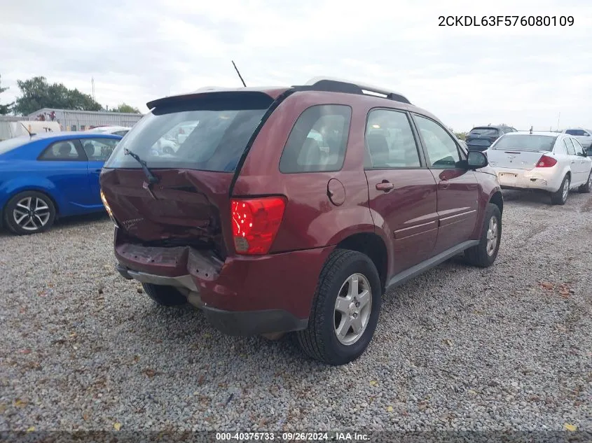 2007 Pontiac Torrent VIN: 2CKDL63F576080109 Lot: 40375733