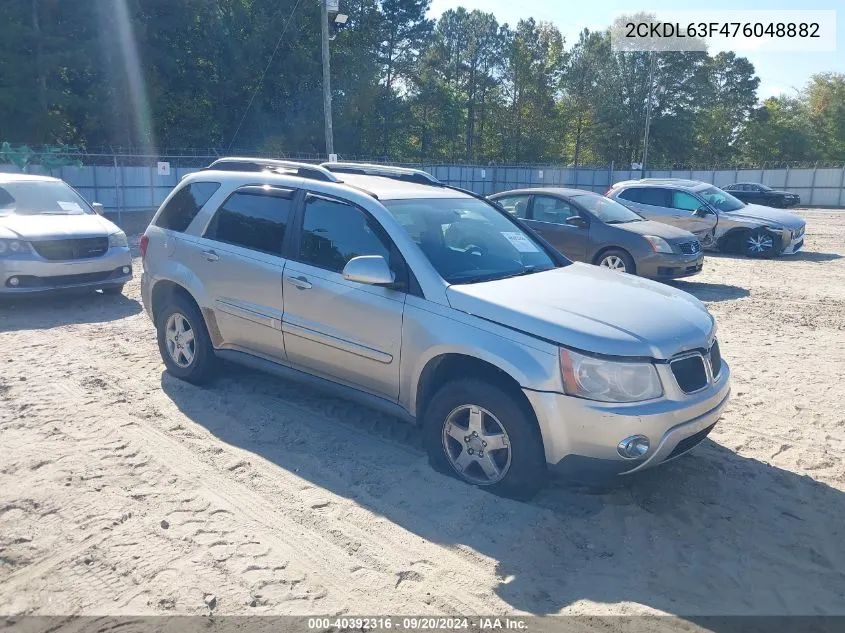 2007 Pontiac Torrent VIN: 2CKDL63F476048882 Lot: 40392316