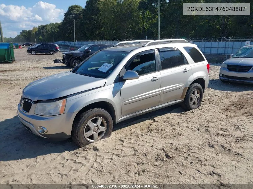 2007 Pontiac Torrent VIN: 2CKDL63F476048882 Lot: 40392316