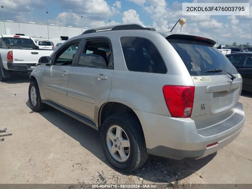 2007 Pontiac Torrent VIN: 2CKDL63F476003795 Lot: 40416710