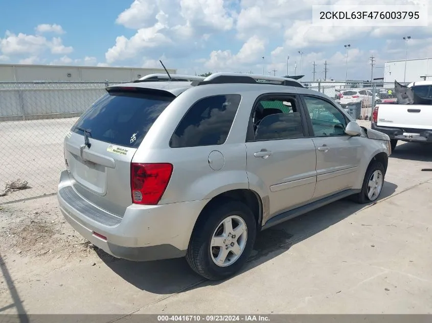 2007 Pontiac Torrent VIN: 2CKDL63F476003795 Lot: 40416710