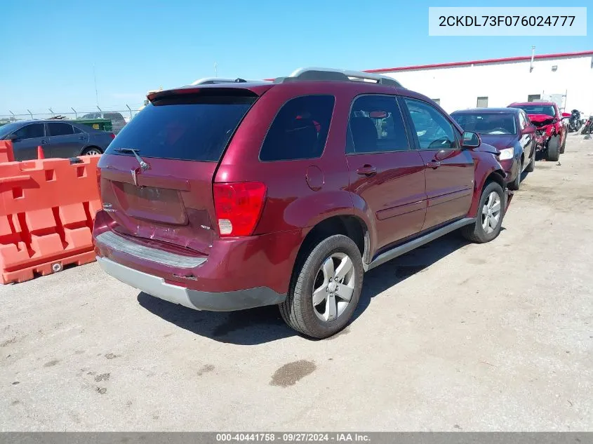 2007 Pontiac Torrent VIN: 2CKDL73F076024777 Lot: 40441758